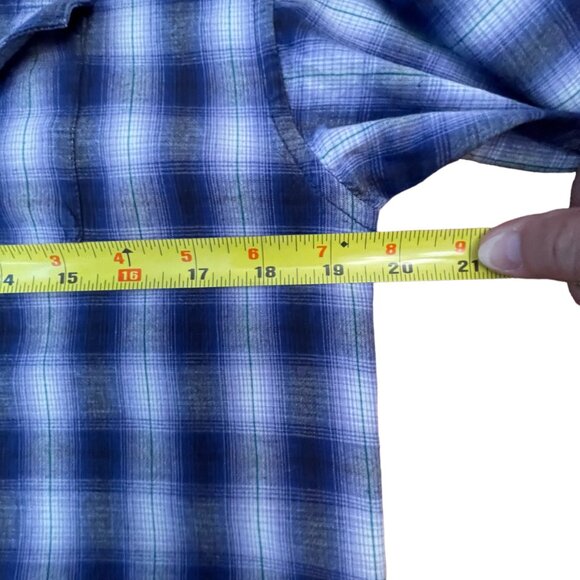 Panhandle Slim Cobalt Blue Plaid Youth Western Shirt XL / 18 100% Cotton - Picture 6 of 7